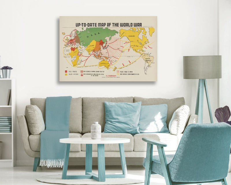 Vintage Map Canvas - World War 1942 Framed Wall Print | Premium Canvas Art