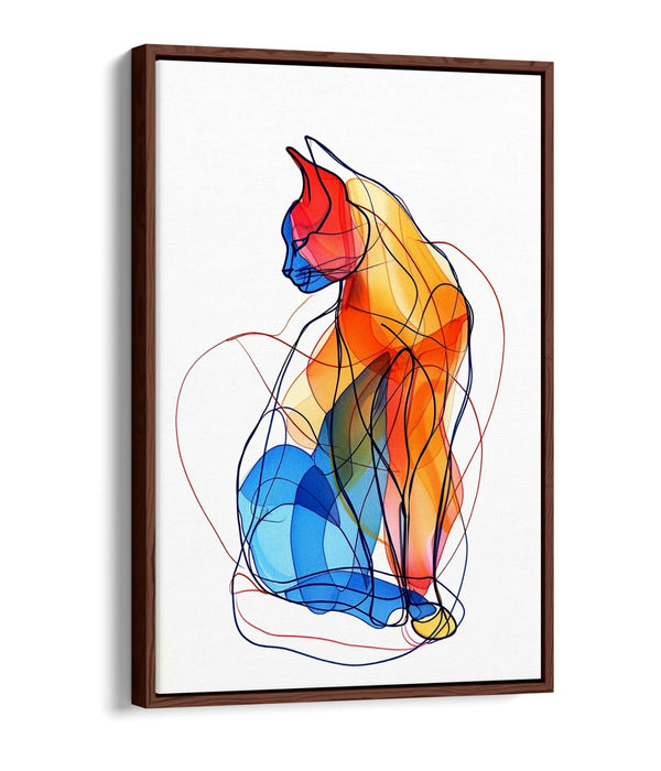 Abstract Cat Canvas - Handmade Float Effect Canvas Wall Art With Vibrant Color Print