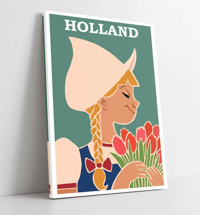 VINTAGE RETRO HOLLAND TRAVEL POSTER -CANVAS WALL ART PICTURE PRINT- TEAL