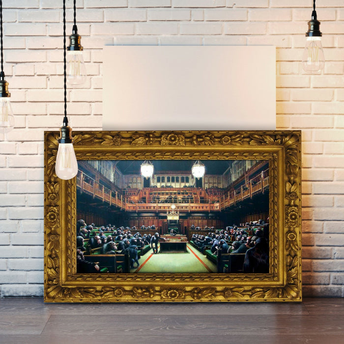 MONKEY PARLIAMENT CANVAS WALL ART ARTWORK GRAFFITI PRINTED FRAME BANKSY STYLE