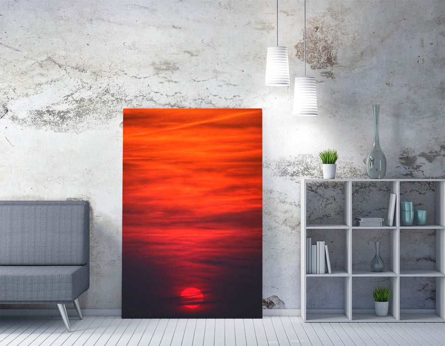 Sunset Canvas Art - Red Orange Sunset Print | Handmade Vibrant Wall Art