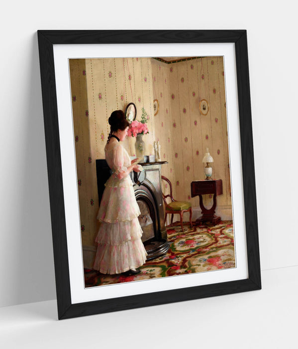 Framed Wall Art Featuring William McGregor Paxton Print – Matte Paper, Woodgrain Frame