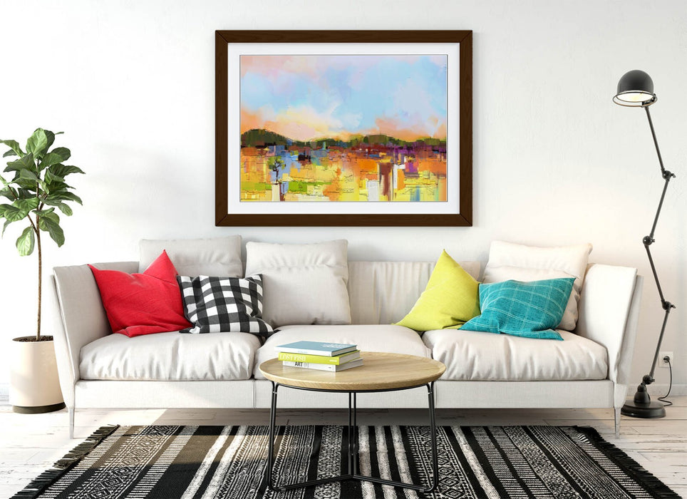 Framed Wall Art - Abstract Colourful Landscape Print | UK Made Home Decor Poster