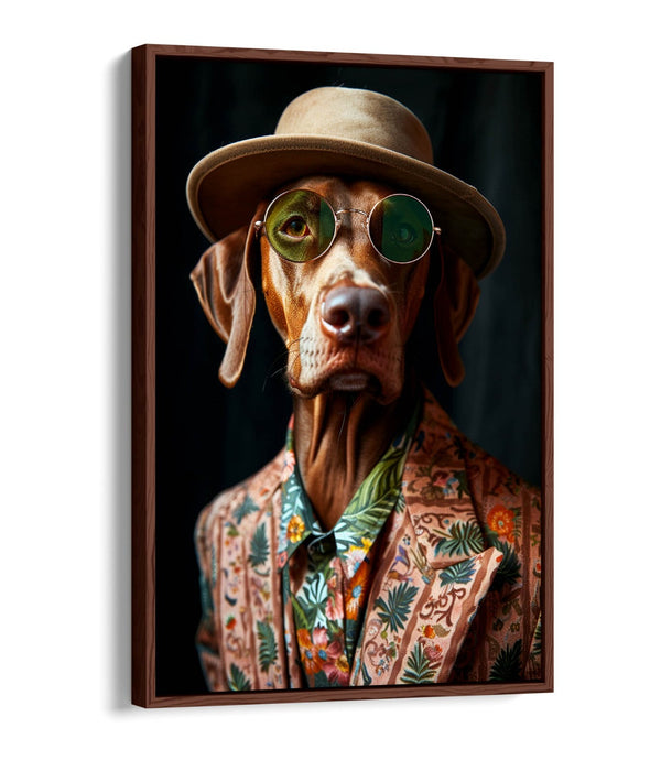 Funky Dog Canvas Art - Float Effect Canvas Wall Decor With Suit And Sunglasses
