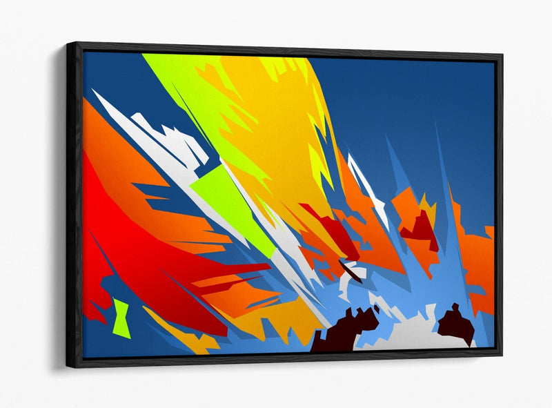 Canvas Wall Art – Multi Colour Abstract Shapes With Float Effect Frame