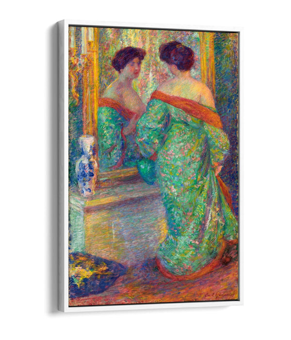 Float Effect Canvas Art - Lady Reflected In Mirror by Carl Newman | Premium Varnish Finish