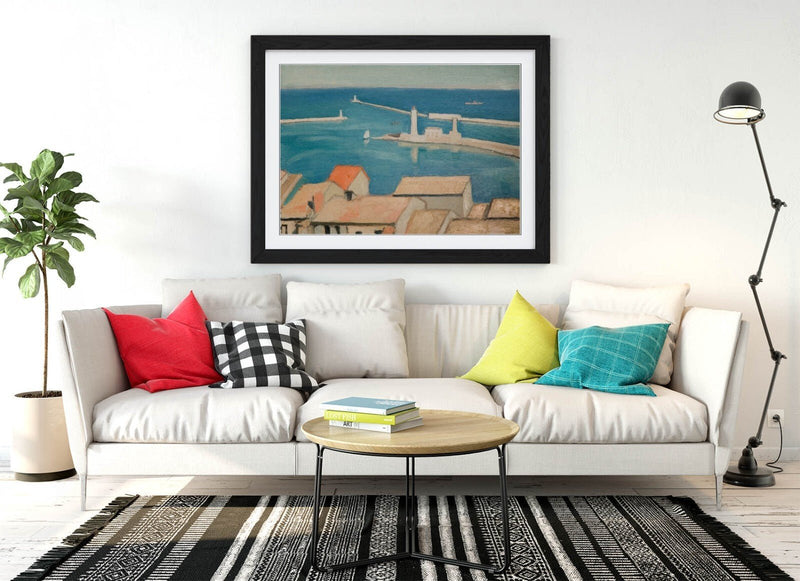 Framed Wall Art Poster - The Port Of Cette, Marseilles, Albert Marquet Print With Woodgrain Picture Frame, Ready To Hang