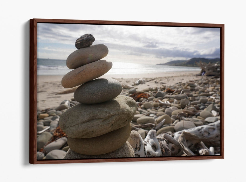 Canvas Wall Art – Stacked Zen Stones Float Effect Print | Handmade Coastal Decor