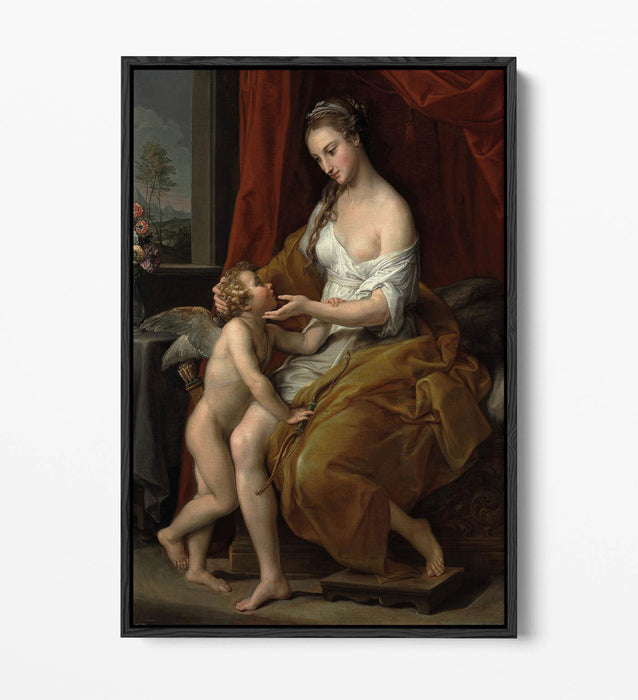 POMPEO BATONI, VENUS CARESSING CUPID -FLOAT EFFECT CANVAS WALL ART PIC PRINT
