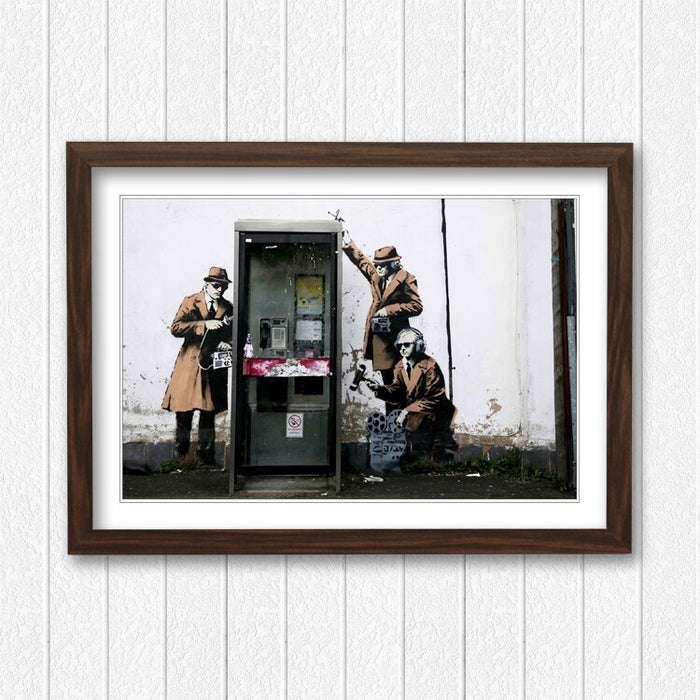 Banksy Framed Art – MI5 Spies Artwork | Handmade UK Frame | Urban Street Art Print