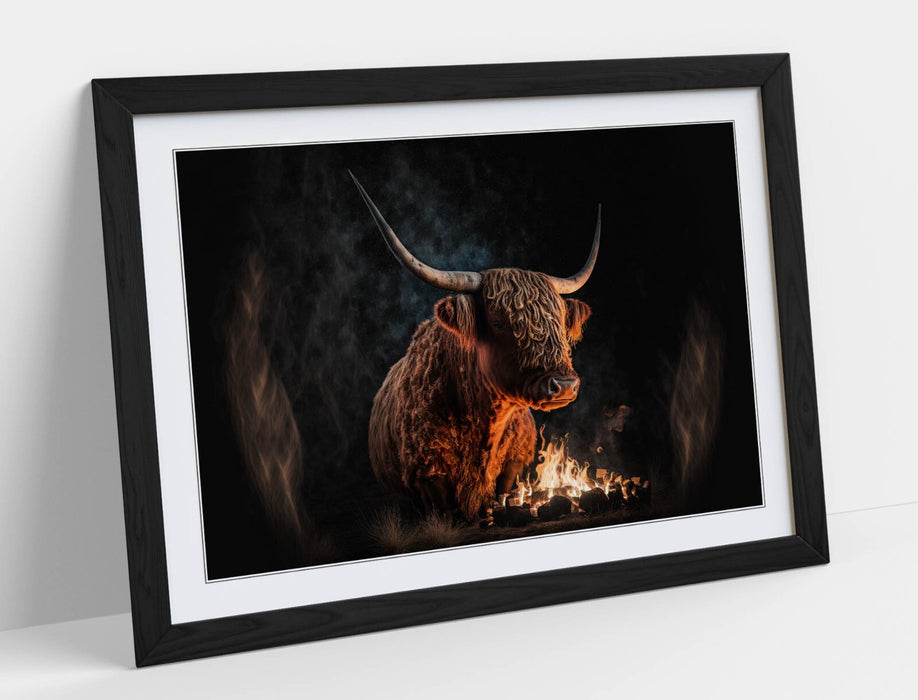 Highland Cow Wall Art – Framed Rustic Farmhouse Print | Handmade UK Decor