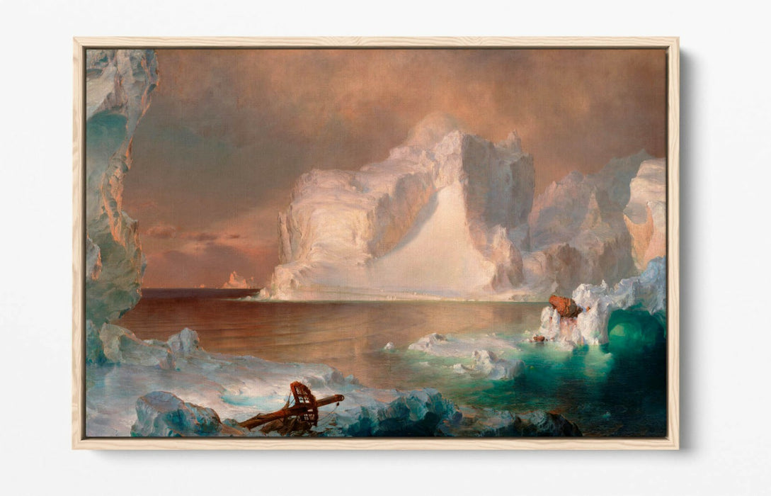 FREDERIC EDWIN CHURCH, THE ICEBERGS -FLOAT EFFECT CANVAS WALL ART PRINT ART
