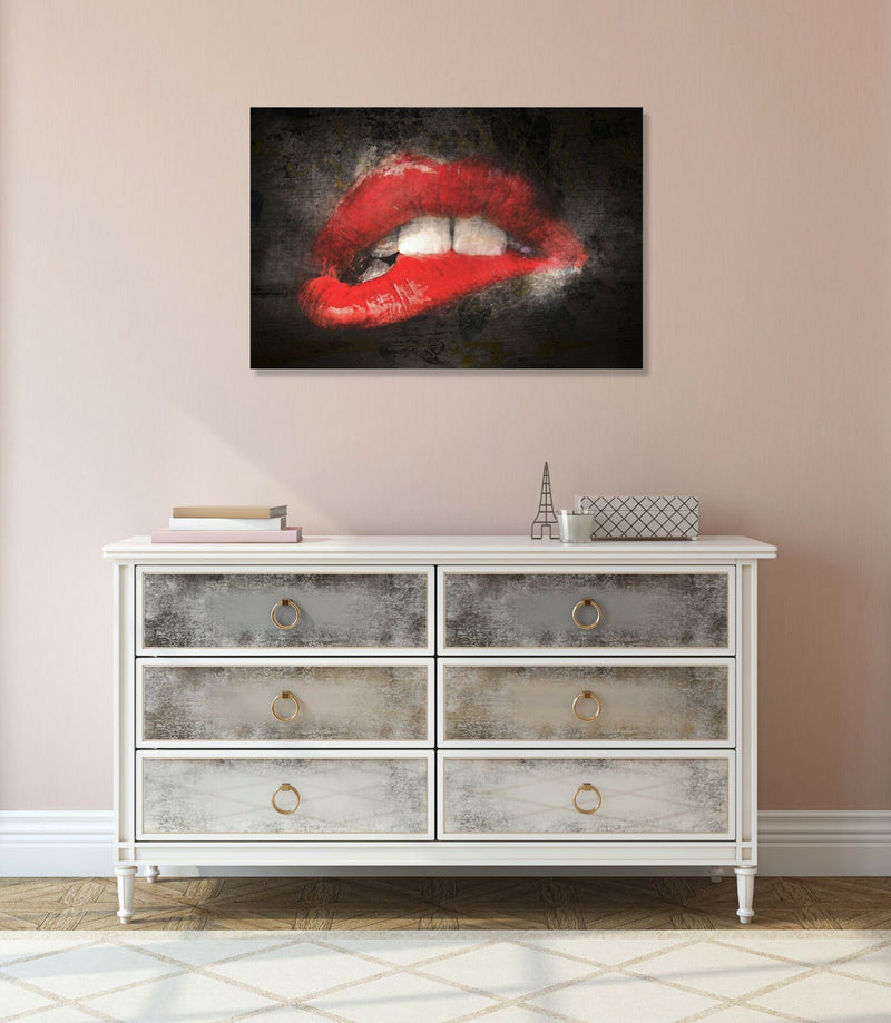 Canvas Wall Art – Biting Lip Artwork | Premium Framed Canvas Print 30mm Deep Frame