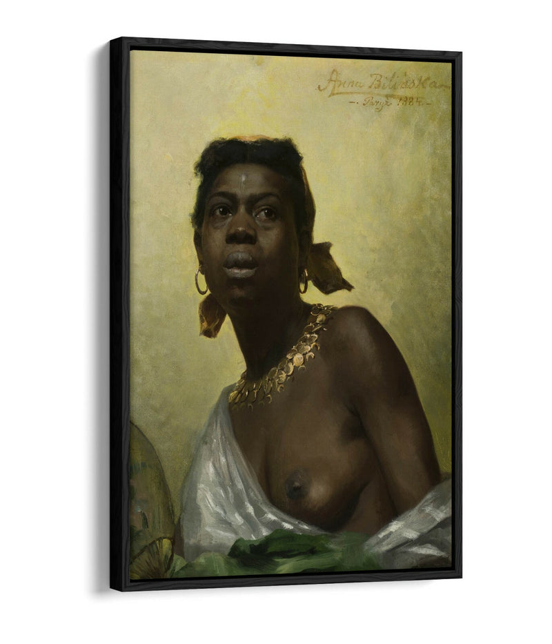 Float Effect Canvas Art – Anna Bilinska Black Woman Artwork on MDF Frame