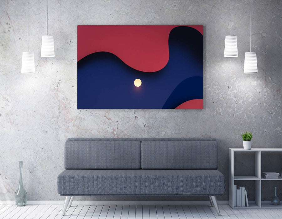 Canvas Wall Art - Moon Art Print Blue Sky Abstract Canvas Print Ready to Hang