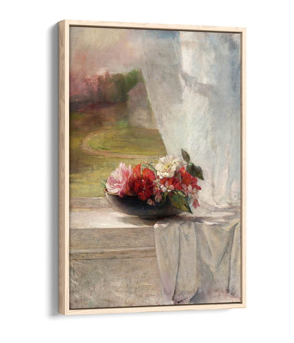 Float Effect Canvas Art – Flowers on Window Ledge | Premium Handmade Wall Decor