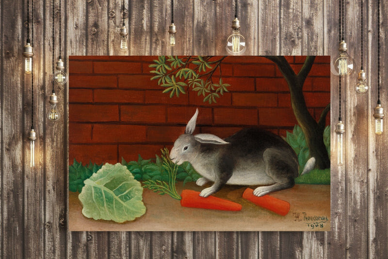 Canvas Wall Art – Framed Canvas Print The Rabbits Meal Artwork by Henri Rousseau