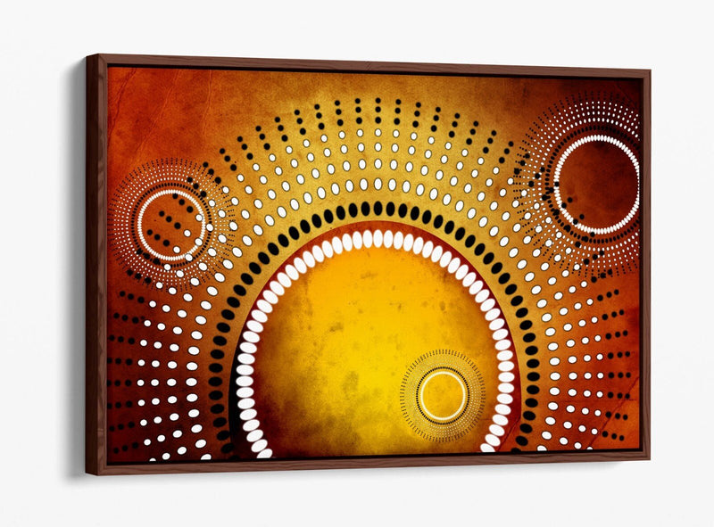 Canvas Wall Art - Yellow Sun Abstract Shapes with Float Frame, Handmade UK Art