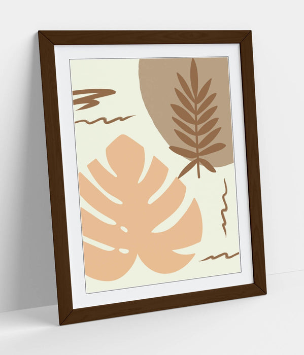 BOTANICAL BAUHAUS LEAF TRENDY MINIMALIST -FRAMED WALL ART PICTURE PRINT ARTWORK