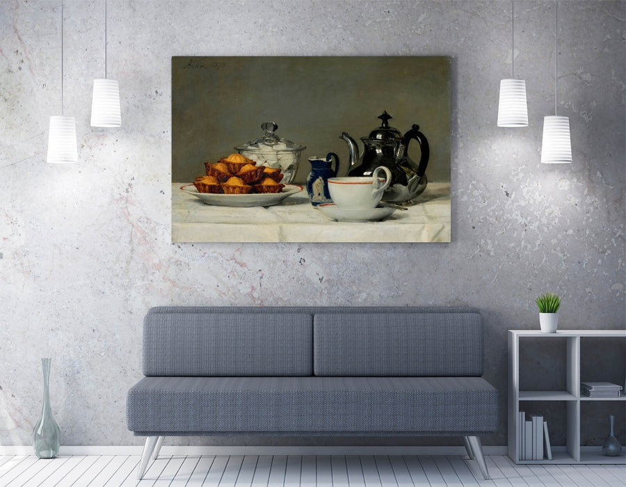 Canvas Wall Artwork – Albert Anker Tea And Bread Painting | Handmade Canvas Art Print