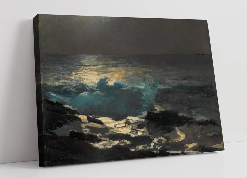 WINSLOW HOMER, MOONLIGHT WOOD ISLAND LIGHT -CANVAS WALL ARTWORK PIC PRINT