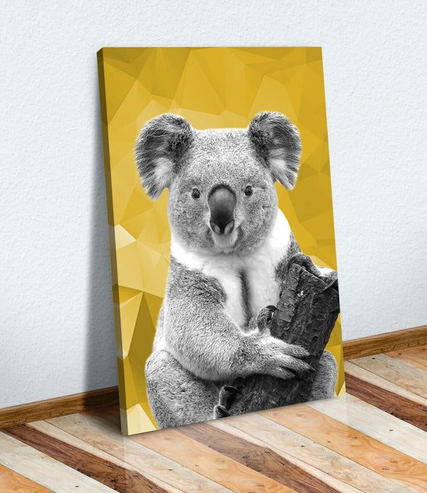 Koala Canvas Wall Art - Handmade Animal Canvas Print | Yellow Mustard Decor