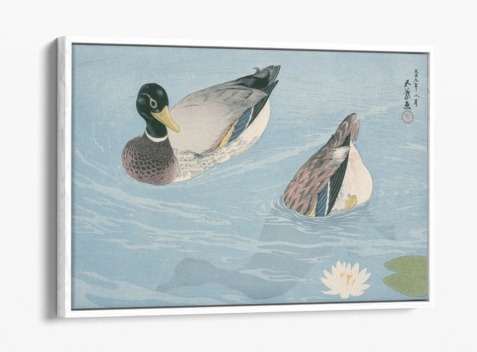 Canvas Wall Art - GOYO HASHIGUCHI Ducks | Float Effect Canvas Art Print