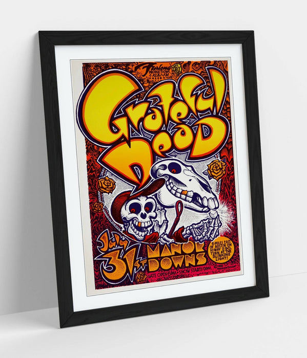 Vintage Grateful Dead Poster – Framed Wall Art With Woodgrain Frame & Matte Print
