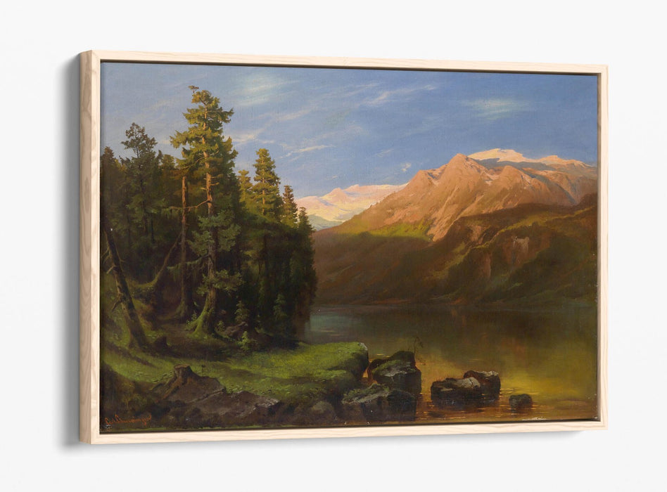 CARL SCHWENINGER, LANDSCAPE IN THE SUNSET -FLOAT EFFECT CANVAS WALL ART PRINT