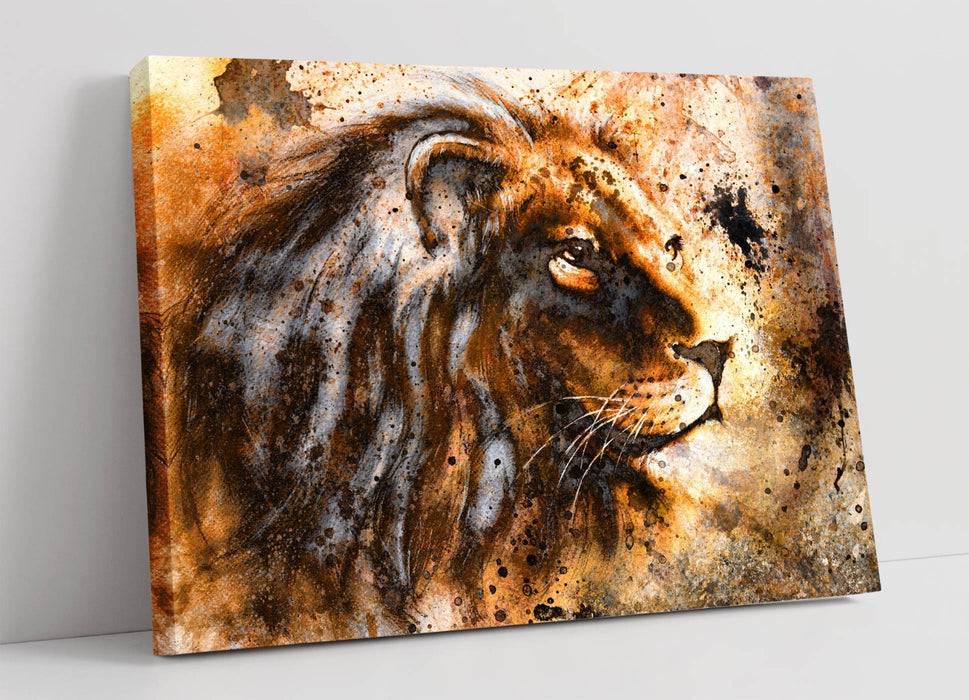 Lion Head Canvas Art - Rustic Wall Decor | Bedroom Canvas Print, Handmade