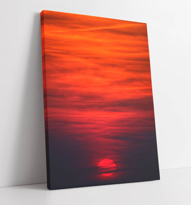 Sunset Canvas Art - Red Orange Sunset Print | Handmade Vibrant Wall Art
