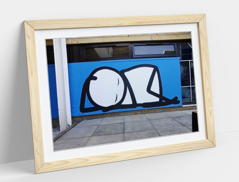 Framed Wall Art – Stik Sleeping Stick Man Poster | Urban Street Art Decor