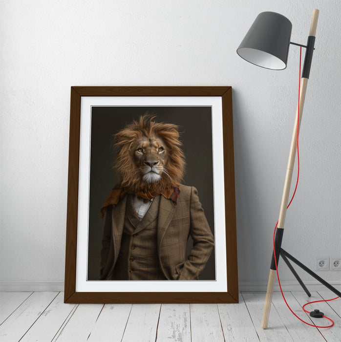 Lion Wall Art | Unique Framed Wall Art Poster – Animal Portrait Decor