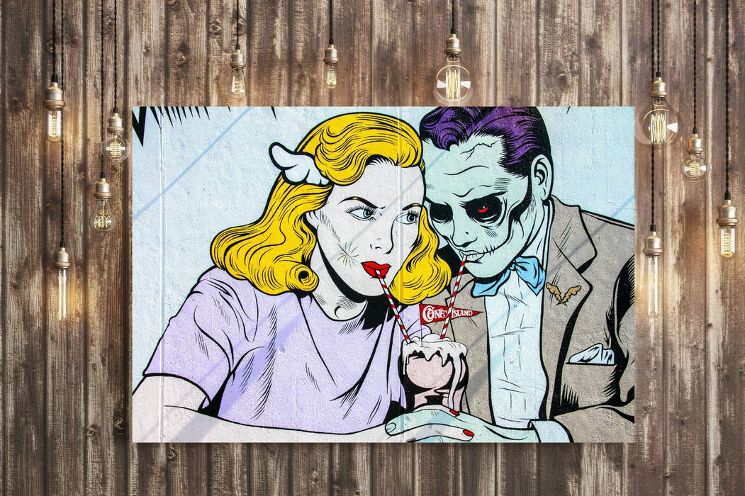 CANVAS WALL ART PRINT GRAFFITI  ARTWORK FRAMED CONEY ISLAND COMIC YELLOW BLUE