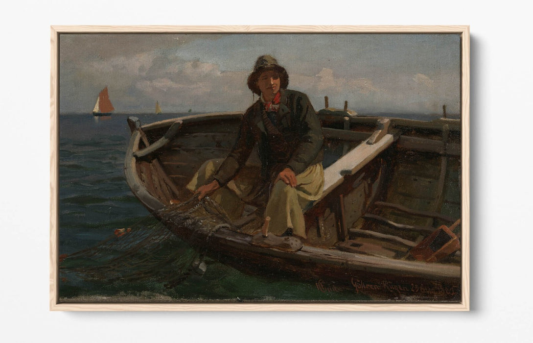 Canvas Wall Art | Handmade Float Effect Canvas Print of Hans Gude Fisherman