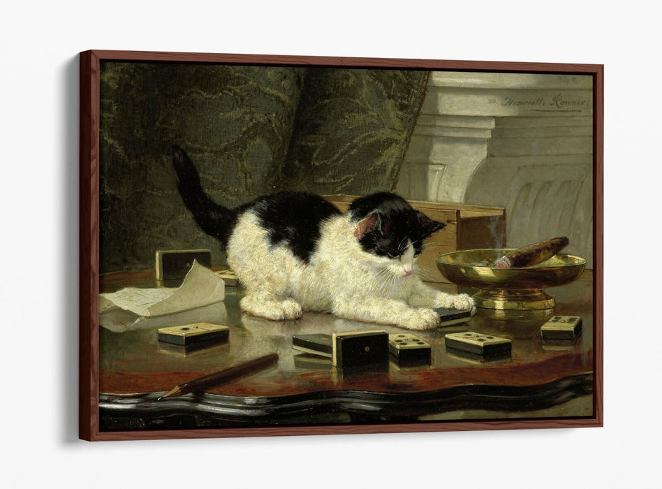 Float Effect Canvas Art - Handmade Kitten Canvas Print With Premium Float Frame