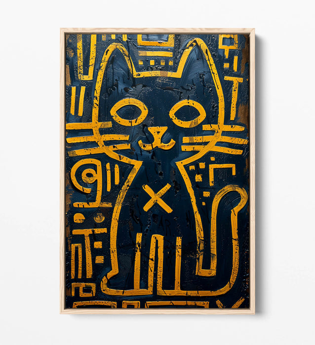 Graffiti Canvas Art – Yellow Cat Print on Float Frame Canvas Wall Decor