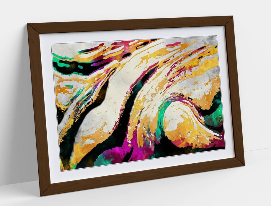 Abstract Swirl Art - Framed Wall Art Bedroom Decor With Wood Grain Frame