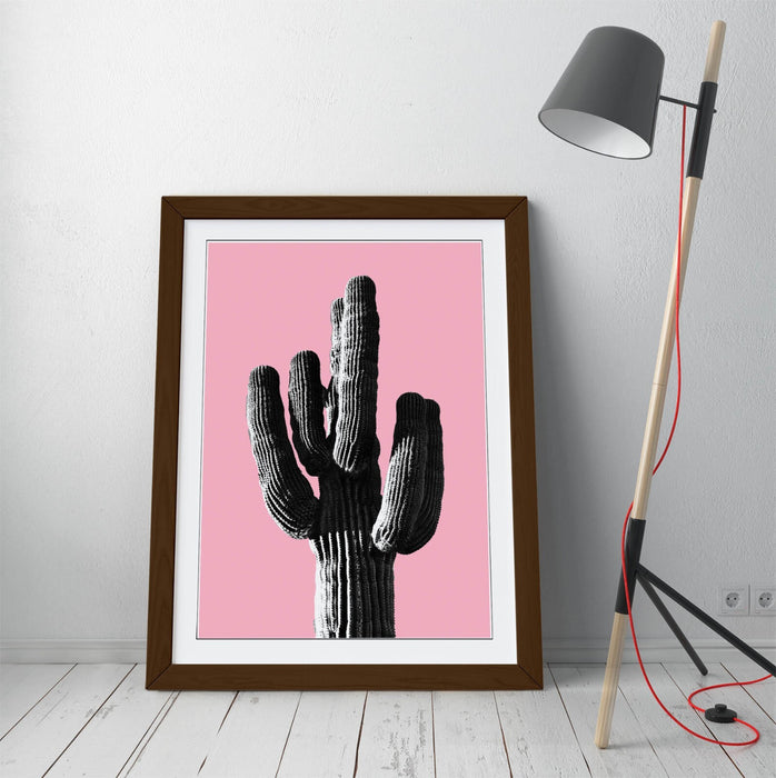 TRENDY B&W CACTUS POP ART PINK -ART FRAMED POSTER PICTURE PRINT ARTWORK