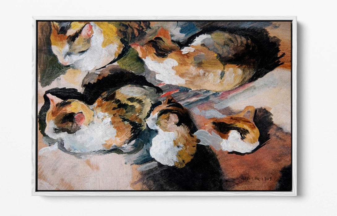 Float Effect Canvas Art – August Macke Study of a Cat | Premium Handmade Wall Decor