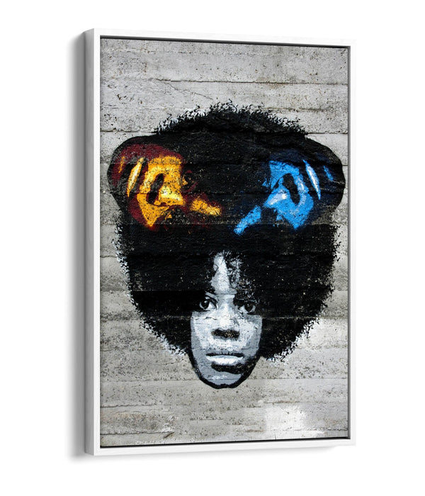 Canvas Wall Art Print - Multicolour Graffiti Black Woman | Float Effect, Premium Varnish Finish