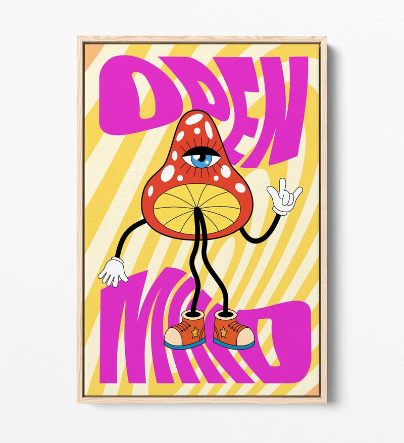 Mushroom Wall Art - Retro Groovy Canvas Print | Handmade UK Bedroom Decor