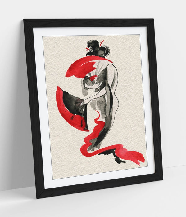 Geisha Wall Art – Japanese Style Poster Framed Art Print With Woodgrain Frame Design