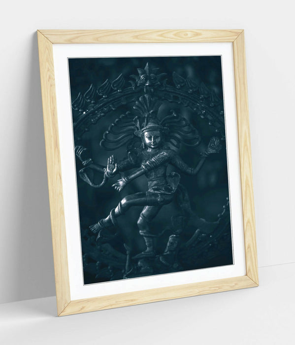 Dancing Shiva Poster – Handmade UK Framed Wall Art | Hinduism Art Print Grey