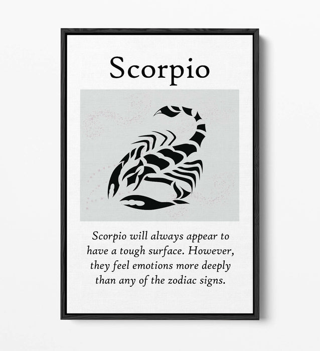 SCORPIO STAR SIGN ZODIAC ASTROLOGY QUOTE -FLOAT EFFECT CANVAS WALL ART PRINT