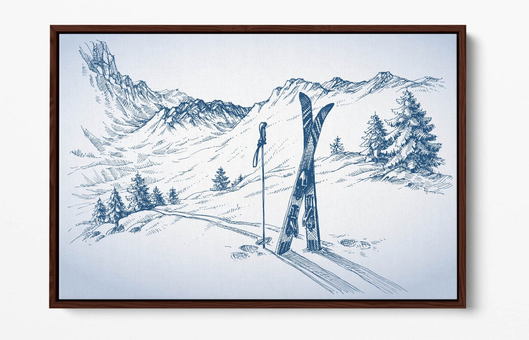 Canvas Wall Art – Winter Snow Ski Landscape | Float Effect Canvas Print