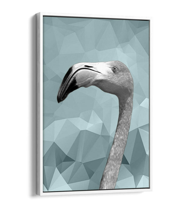 FLAMINGO DUCK EGG BLUE GEOMETRIC -FLOAT EFFECT CANVAS WALL ART PIC PRINT-