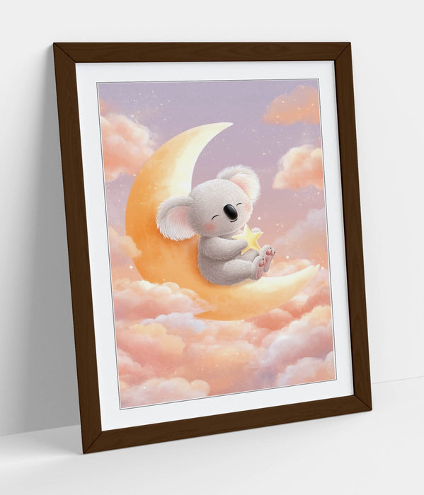 Baby Koala Wall Art – Framed Kids Bedroom Poster | Nursery Room Decor Print