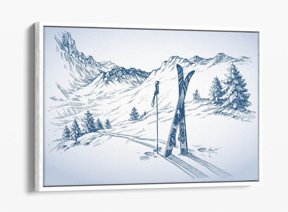 Canvas Wall Art – Winter Snow Ski Landscape | Float Effect Canvas Print