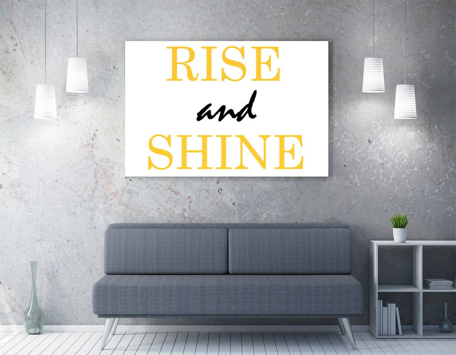 "RISE AND SHINE" INSPIRATIONAL BEDROOM QUOTE -CANVAS WALL ART PICTURE PRINT
